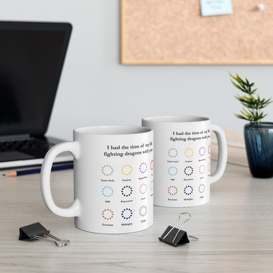 Mugs Taylor Swift 11 Eras Fighting dragons