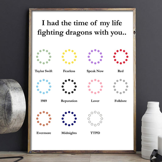 Posters Taylor Swift 11 Eras Fighting Dragons